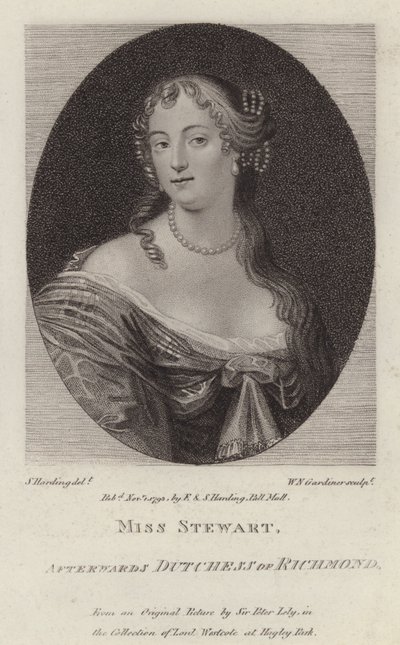 Frances Stewart, Hertogin van Richmond (gravure) door Peter (after) Lely