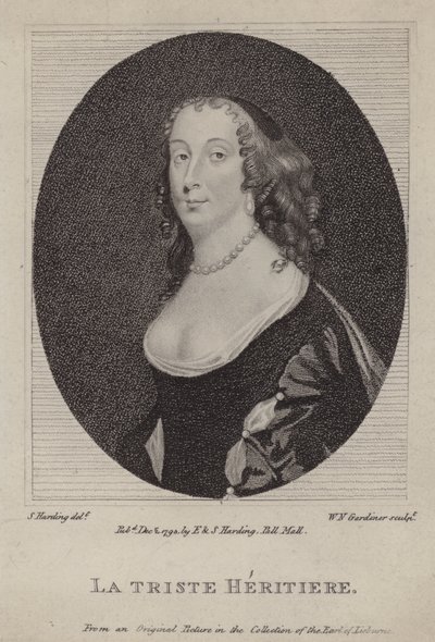 La Triste Heritiere, Anne St John, gravin van Rochester (gravure) door Peter (after) Lely