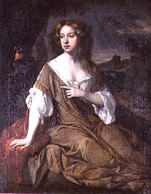 Portret van een dame in een bruine mantel door Peter (circle of) Lely