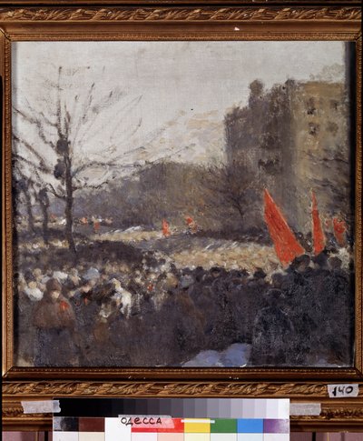 Revolutionaire Demonstratie in februari 1917 door Peter Alexandrovich Nilus