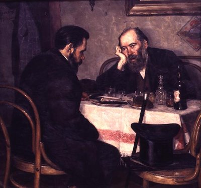 Twee vrienden ontmoeten elkaar door Peter Alexandrovich Nilus