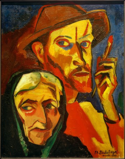 Zelfportret met moeder door Peter August Böckstiegel
