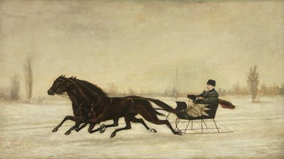 David Marsh in een Paardenslee in een Winterlandschap, 1880 door Peter B. West