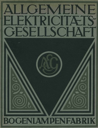 Titelpagina van een AEG productbrochure door Peter Behrens