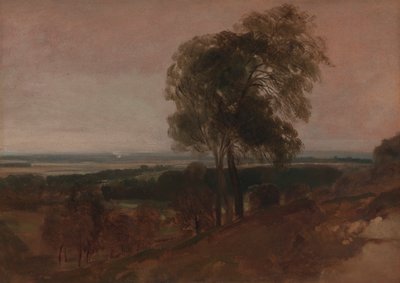 Landschapsstudie bij zonsondergang door Peter DeWint
