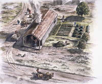 Industrieel gebouw, Ribchester Romeins fort, Lancashire, 2e eeuw, 1996 door Peter Dunn