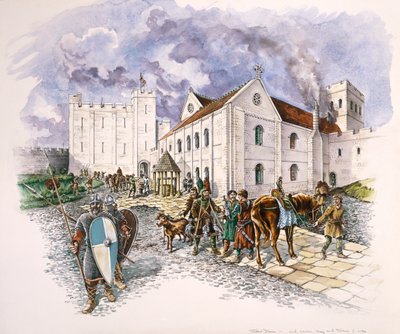 Keep en paleis, Old Sarum, Wiltshire, c1130, 1994 door Peter Dunn