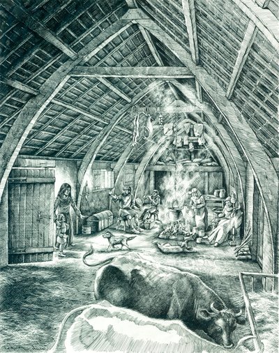 Middeleeuws boerenhuis, 13e-15e eeuw, ca. 1980-2010 door Peter Dunn