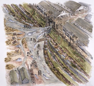 Ribchester Romeins fort, Lancashire, AD 60-70 door Peter Dunn