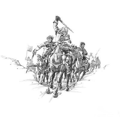 Schotse cavalerie, Slag bij Newburn Ford, 1640 door Peter Dunn