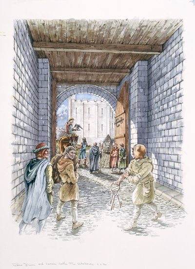 De kasteelpoort, Old Sarum, Wiltshire, ca. 1130, 1994 door Peter Dunn