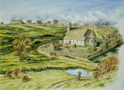 Wharram Percy Middeleeuws Dorp, eind 12e eeuw, ca. 1990-2010 door Peter Dunn