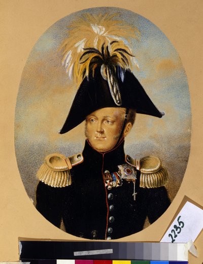 Portret van tsaar Alexander I Pavlovitch (1777-1825) met verschillende onderscheidingen door Peter Ernst Rockstuhl