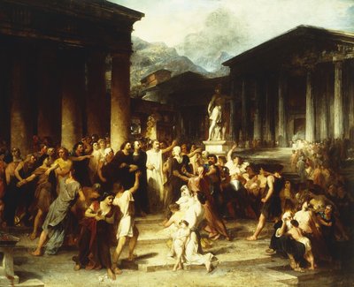 Een bijeenkomst voor de tempel door Peter Frederick Rothermel