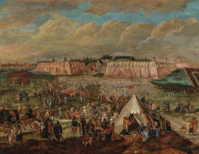 Het Beleg van het Spanjaardenkasteel in Antwerpen door Peter Goetkind the Younger