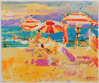 Rode Parasols, Miami door Peter Graham (Contemporary)