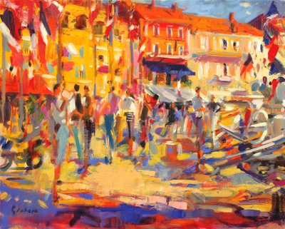 St. Tropez promenade door Peter Graham (Contemporary)