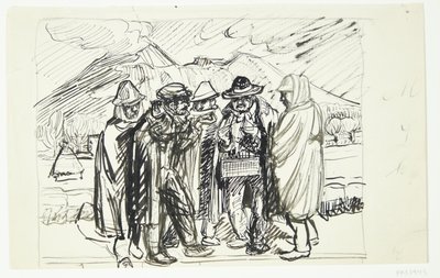 Italiaanse boeren handelen met een marskramer door Peter Hansen