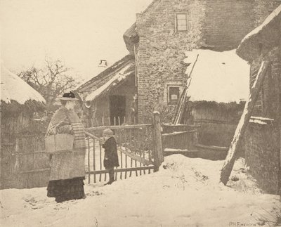 Naar de markt gaan - een winters tafereel door Peter Henry Emerson