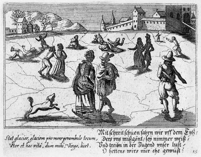 Stellen schaatsen, c.1650 door Peter I Rollos
