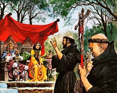 Augustinus preekt voor koning Ethelbert door Peter Jackson