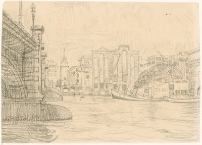Uitgebrande pakhuizen bij Blackfriars Bridge 1941 door Peter Jackson