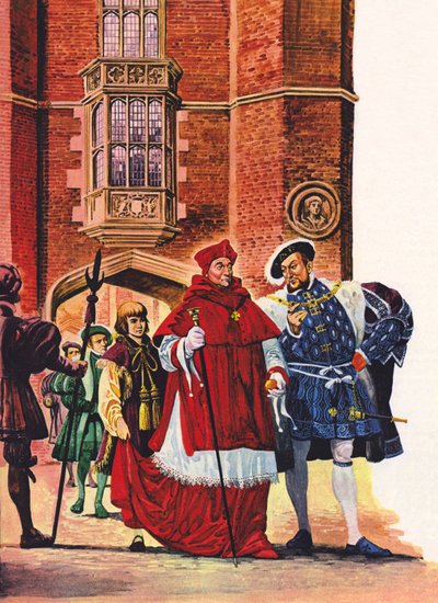 Kardinaal Wolsey en Koning Hendrik VIII in Hampton Court door Peter Jackson