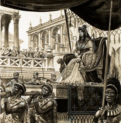 Cleopatra gedragen op een draagstoel door Peter Jackson