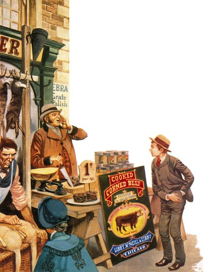 Corned Beef Verkocht in Engeland in 1870 door Peter Jackson