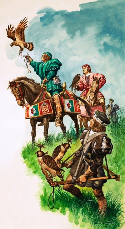 Koning Hendrik VII laat zijn valk los tijdens de jacht door Peter Jackson