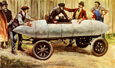 Le Jamais Contente, de eerste auto die sneller dan 60 mph reed door Peter Jackson