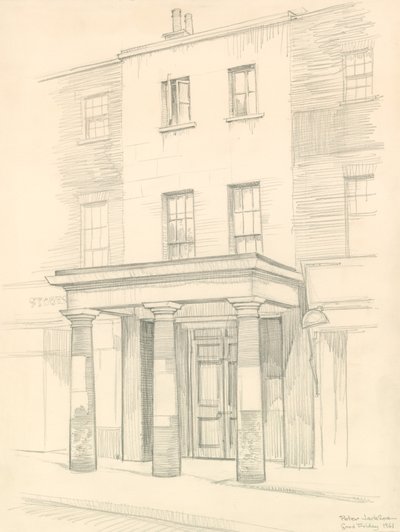 Marylebone Theatre, Londen, ingang in Church Street, gebouwd in 1837 door Peter Jackson