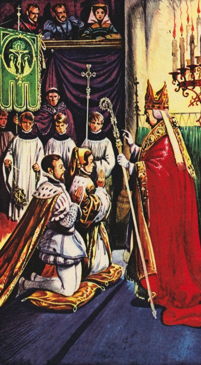 Koningin Mary trouwt met prins Philip van Spanje in Winchester door Peter Jackson