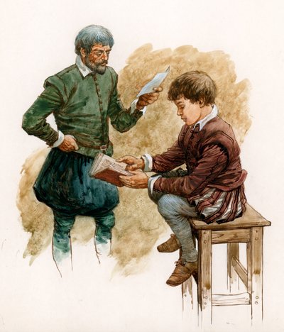 Tudor jongen wordt onderwezen door Peter Jackson