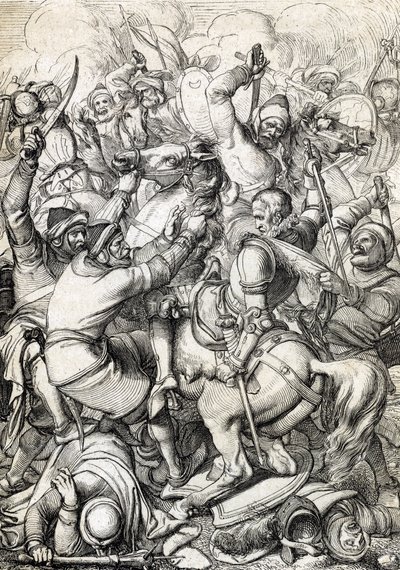 Koning Sebastian I van Portugal (1554-1578) gevangen genomen in de Slag bij Alcacer-Quibir (Ksar el-Kebir of Slag van de Drie Koningen) op 4/08/1578 in Marokko (Koning Sebastian I van Portugal gevangen genomen in de Slag bij Ksar El Kebir (Slag van de Drie door Peter Johann Nepomuck Geiger