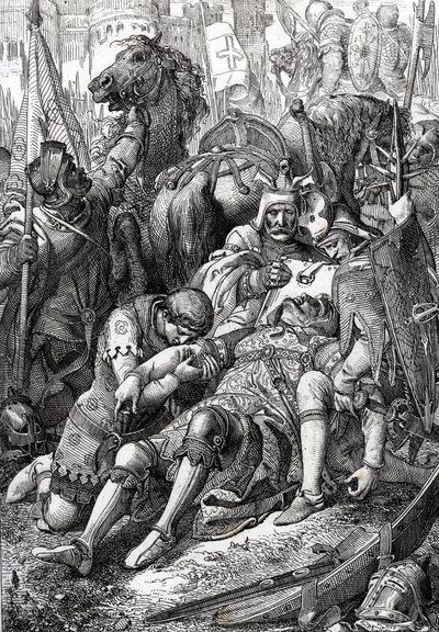 Koning Willem de Veroveraar gewond door zijn zoon Robert II van Normandië bij het fort van Gerberoy door Peter Johann Nepomuck Geiger