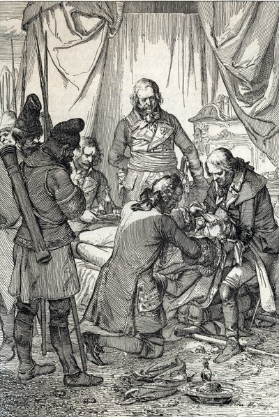 Kosciuszko-opstand: Poolse held Tadeusz Kosciuszko gewond in de Slag bij Maciejowice tegen de Russen door Peter Johann Nepomuck Geiger