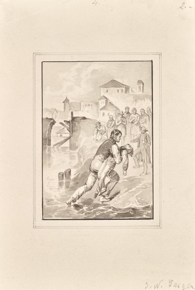 Het bergen van een verdronken jongen door Peter Johann Nepomuk Geiger