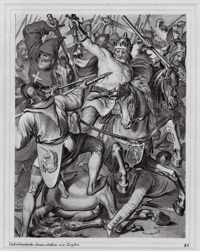 Dood van Jan de Blinde, koning van Bohemen, in de Slag bij Crecy door Peter Johann Nepomuk Geiger