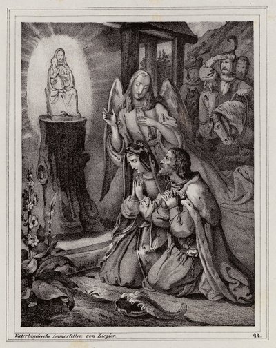 Bedevaart van Vladislaus Hendrik van Moravië en zijn vrouw naar het heiligdom van Mariazell door Peter Johann Nepomuk Geiger