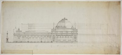 Tentoonstellingshal aan het meer, Chicago, Illinois, elevatie door Peter Joseph Weber