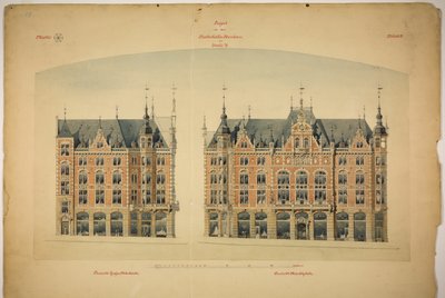 Rathskeller Neubau, Halle (Saale), Saksen-Anhalt, Duitsland, Elevaties door Peter Joseph Weber