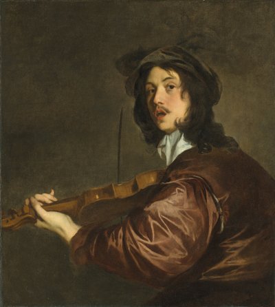Een man die viool speelt, mogelijk een portret van de kunstenaar door Peter Lely