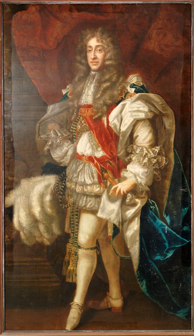 Portret van koning James II, ten voeten uit, in Garter Robes door Peter Lely