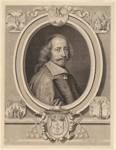 Kardinaal Jules Mazarin door Peter Ludwig van Schuppen after Pierre Mignard I