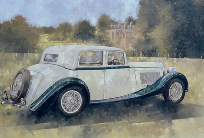 De Groene en Witte Bentley bij Althorp door Peter Miller