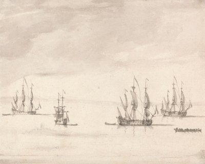 Oorlogsschepen bij Sheerness door Peter Monamy