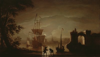 Scheepvaart bij maanlicht door Peter Monamy