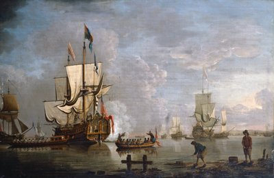 Het Ochtendschot: HMS Peregrine bij Rochester door Peter Monamy
