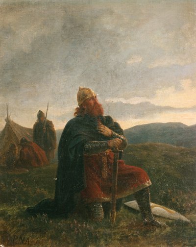 De heilige Olav in gebed voor de Slag bij Stiklestad door Peter Nicolai Arbo
